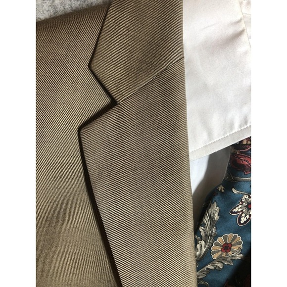 Joseph Abboud Suit Jacket Mens 44L Beige Wool Loro Piana Super 120s 2 Button USA - Picture 2 of 12